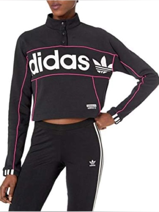 adidas Tops - Adidas Black and Pink Sweatshirt